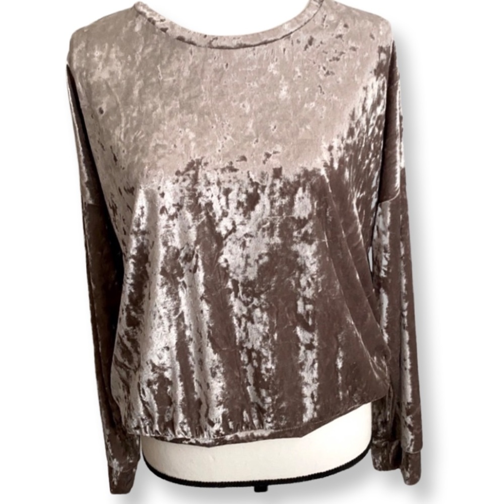 Chic Pewter Velour Top-Like New